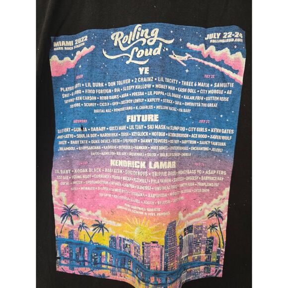 Rolling Loud Miami 2022 Graphic T-Shirt x Vans Black Tee Size M Music Fest Y2K - Picture 5 of 8